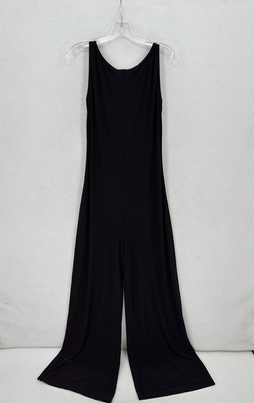 Norma Kamali Black Strappy Open Back Relaxed Sleeveless Wide Leg Jumpsuit Sz L